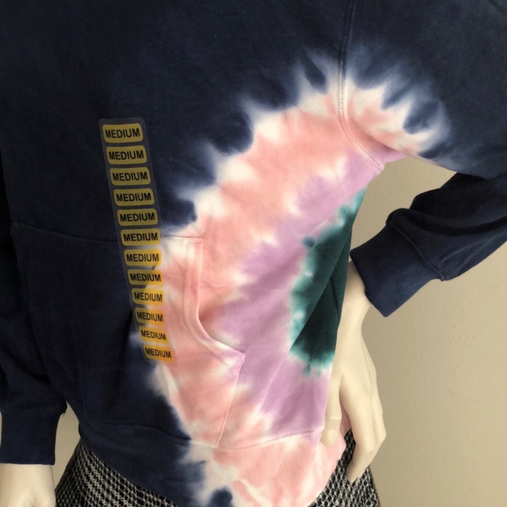 Wildfox Dark Navy Hoodie Kangaroo Pocket Tie Dye Pullover - Picture 7 of 15